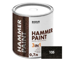 Краска молотковая BIODUR HAMMER PAINT-105 черная 0,7л