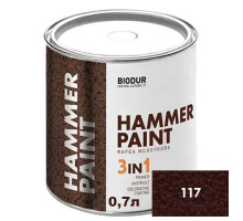 Краска молотковая BIODUR HAMMER PAINT-117 коричневая 0,7л