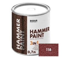 Эмаль Молотковая BIODUR HAMMER PAINT-118 Оксидно-красная 0,7л