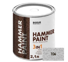 Краска молотковая BIODUR HAMMER PAINT-106 серебристо-серая 2,1 л