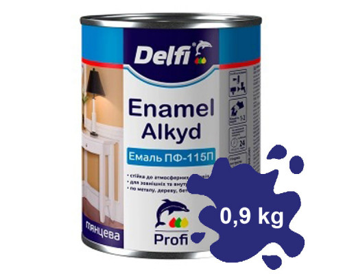 Эмаль алкидная DELFI синяя ПФ-115 0,9 кг
