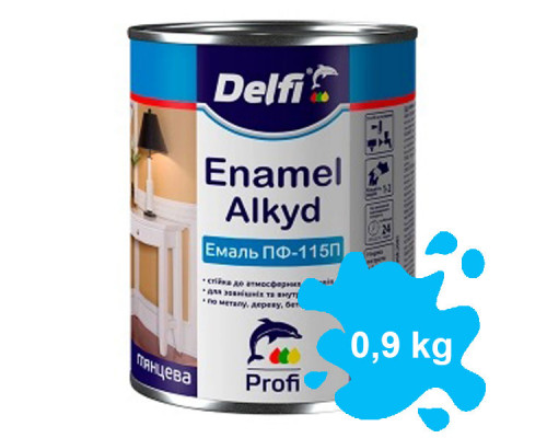 Эмаль алкидная DELFI ПФ-115светло-голубая 0,9 кг