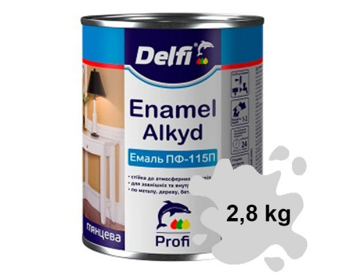 Эмаль алкидная DELFI ПФ-115 светло-серая 2,8 кг