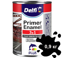 Грунт-эмаль по ржавчине 3 в 1 черная DELFI 0,9 кг
