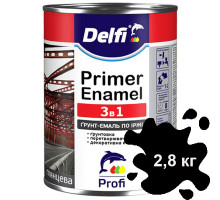 Грунт-эмаль по ржавчине 3 в 1 черная DELFI 2,8 кг