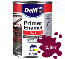 Грунт-эмаль по ржавчине 3 в 1 вишневая DELFI 2,8 кг