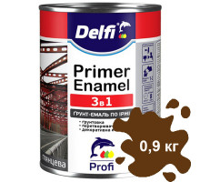 Грунт-эмаль по ржавчине 3 в 1 темно-коричневая DELFI 0,9 кг