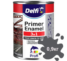 Грунт-эмаль по ржавчине 3 в 1 графит DELFI 0,9 кг