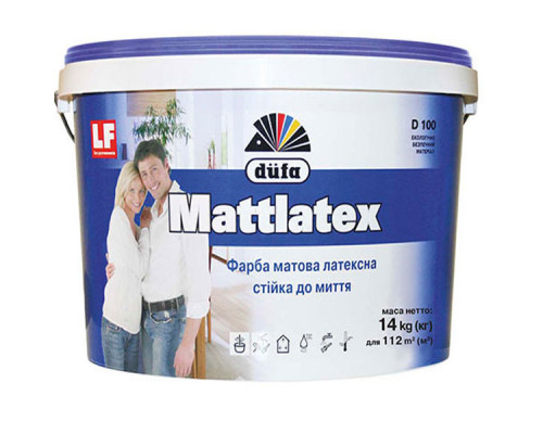 Латексная краска для стен Dufa Mattlatex D100 14 кг