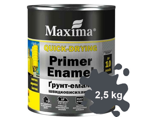 Грунт-эмаль ТМ Maxima быстросохнущая графит 2,5 кг
