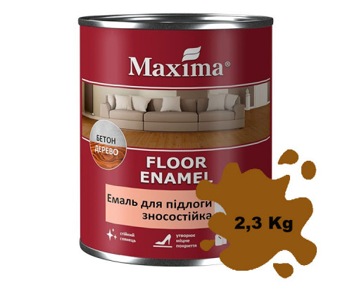 Эмаль для пола Maxima 2,3 кг ПФ-266 износостойкая глянцевая желто-коричневая