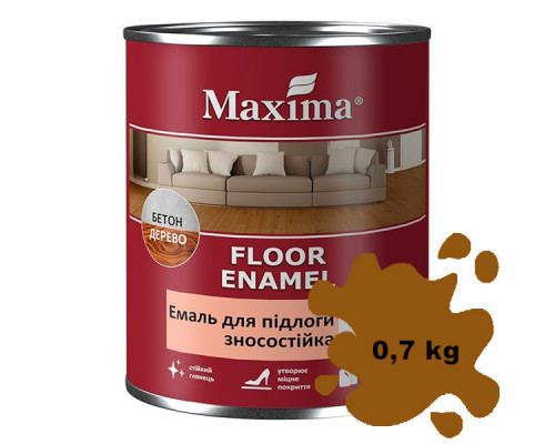 Эмаль для пола Maxima 0,7 кг кг ПФ-266 износостойкая глянцевая желто-коричневая