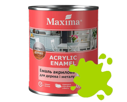 Акриловая эмаль Maxima 0,75л для дерева и металла лайм шелковисто-матовая
