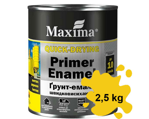 Грунт-эмаль ТМ Maxima быстросохнущая желтая 2,5 кг