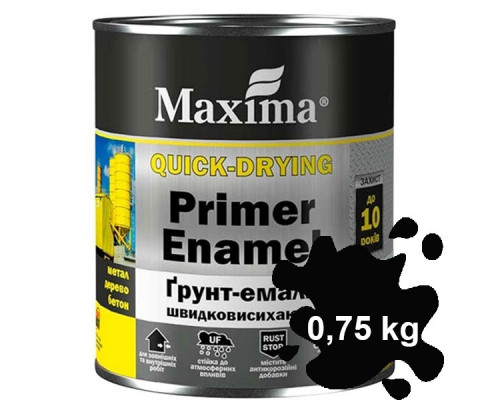 Грунт-эмаль ТМ Maxima быстросохнущая черная матовая 0,75 кг