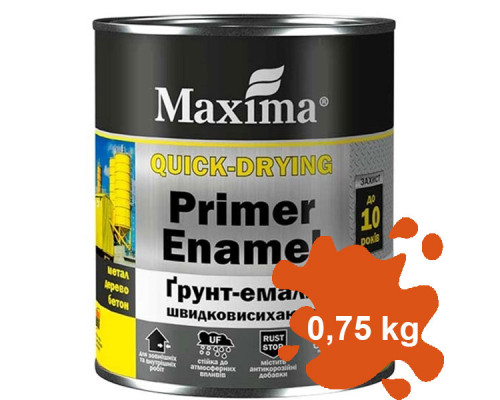 Грунт-эмаль ТМ Maxima быстросохнущая оранжевая 0,75 кг