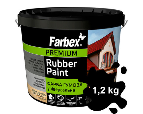 Краска черная Farbex 1,2 кг резиновая Универсальная
