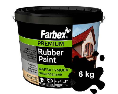 Краска черная Farbex 6 кг резиновая Универсальная