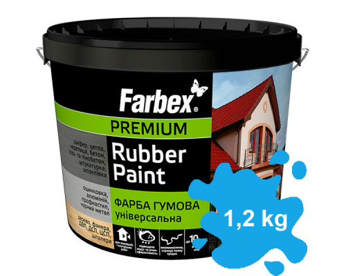 Универсальная ярко-голубая Farbex 1,2 кг резиновая краска
