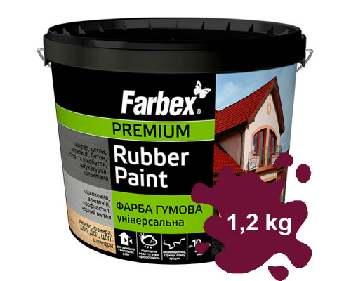 Краска Farbex 1,2 кг вишневая Универсальная резиновая
