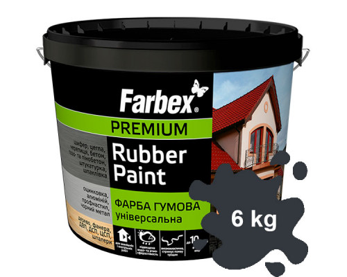 Резиновая краска Универсальная графит Farbex 6 кг
