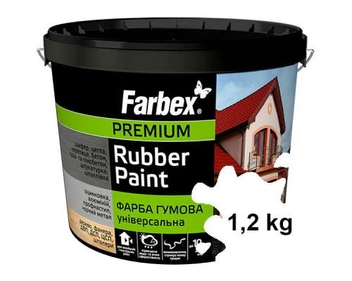 Краска белая Farbex 1,2 кг резиновая Универсальная