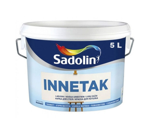 Краска латексная белая Sadoline INNETAK 5 л для потолка и стен