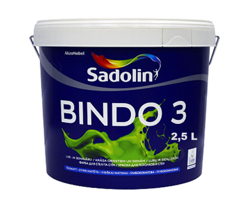 Краска латексная белая Sadoline Bindo 3 (2,5) л для потолка и стен